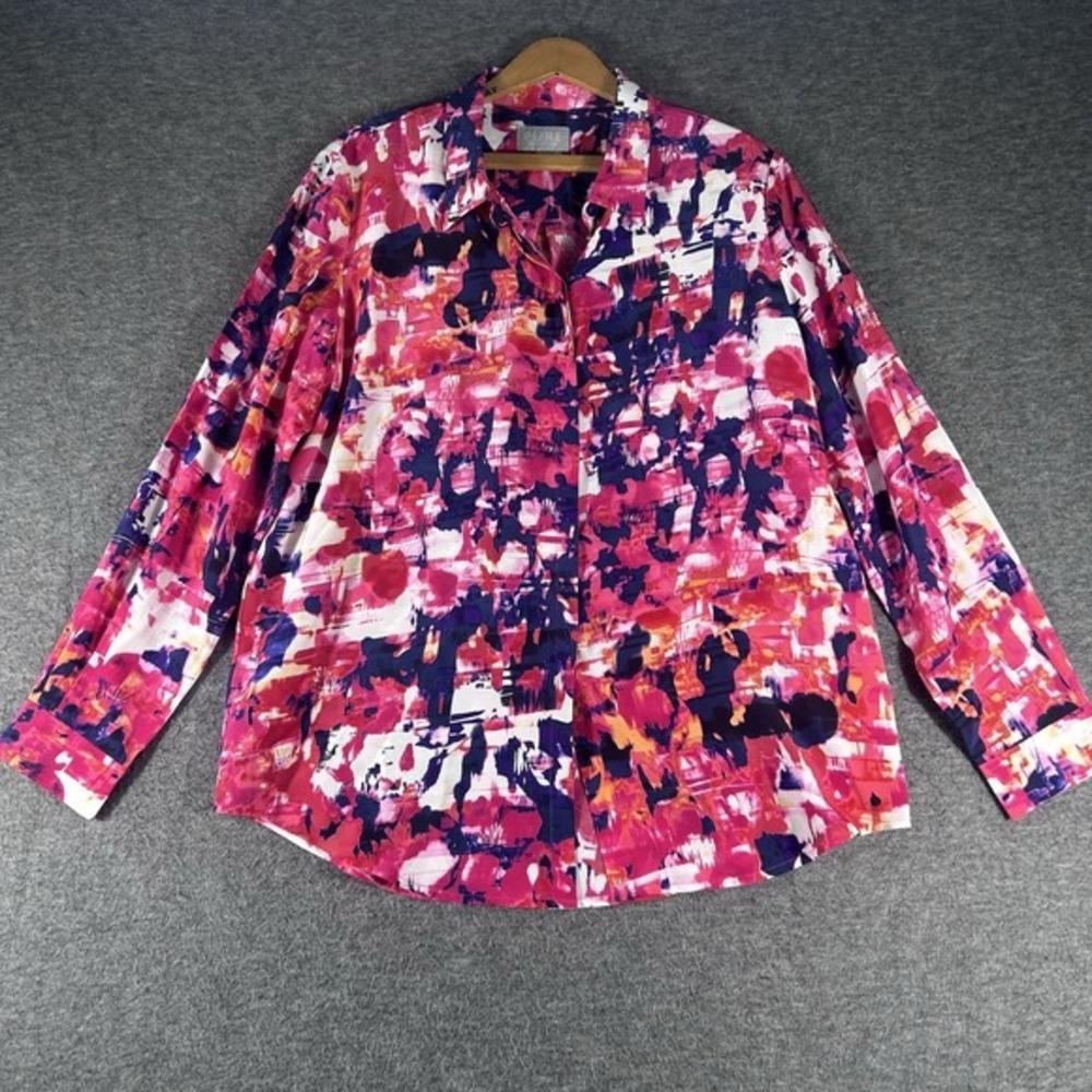 Pure Collection 100% Silk Shirt Button Up Blouse Women US Size 8/10 Art Colorful